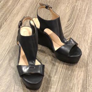 Antonio Melani Black Strappy Wedge Heels
